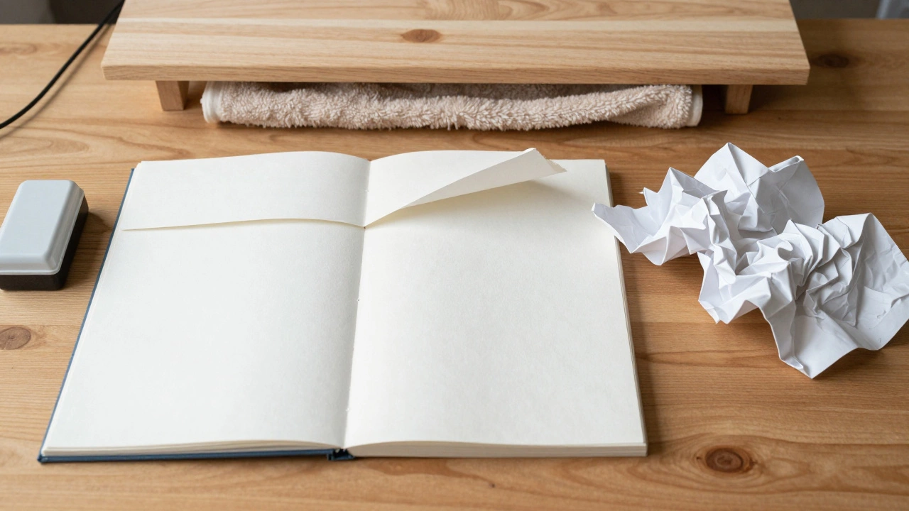A flat watercolor painting from a block beside a crumpled rippled sheet, with a heating blanket in the background.