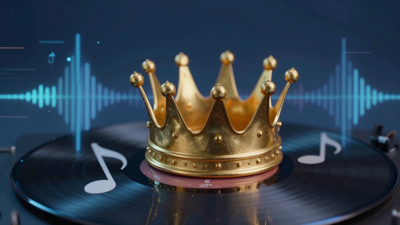 Golden crown on music note symbolizing chart record longevity