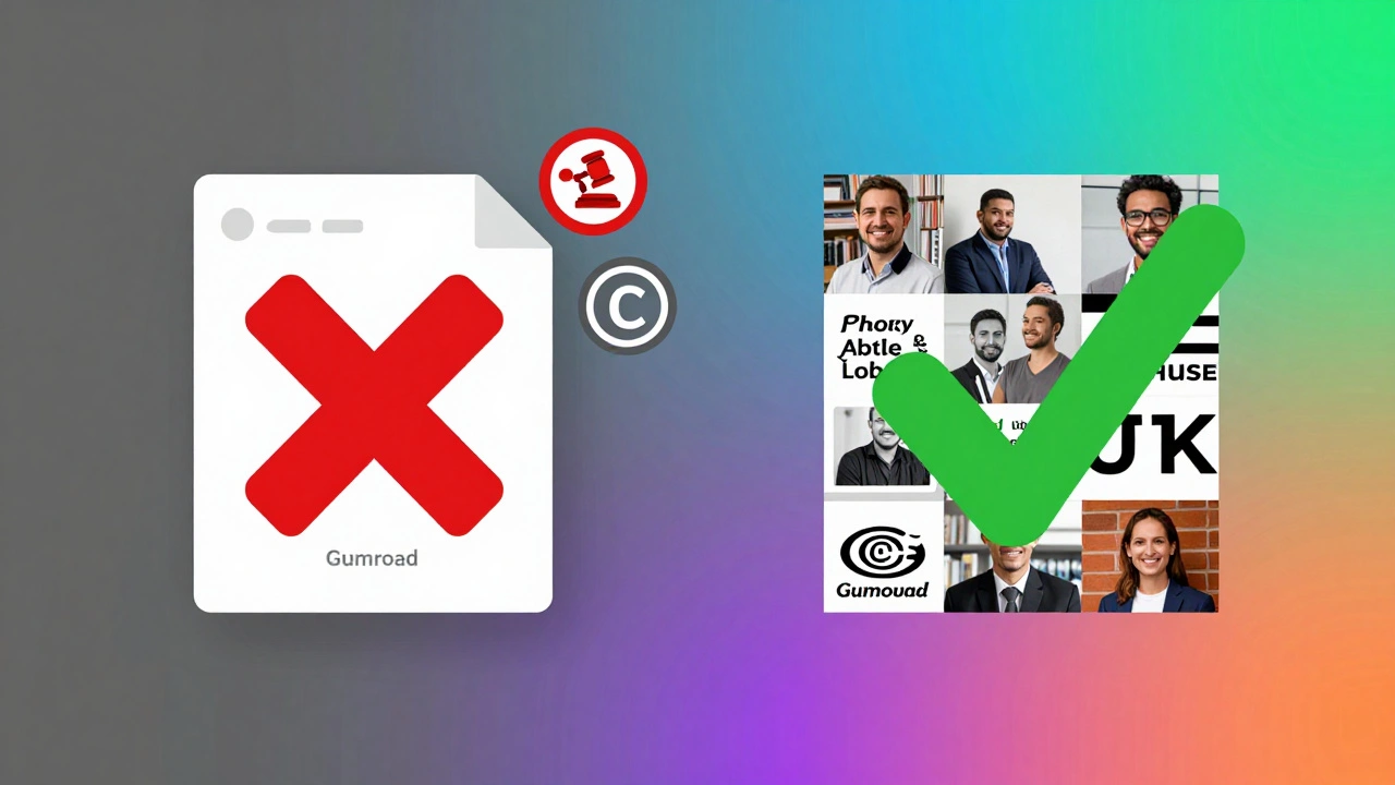 Split image: blocked template resale vs. allowed custom design with original assets and commercial licenses.