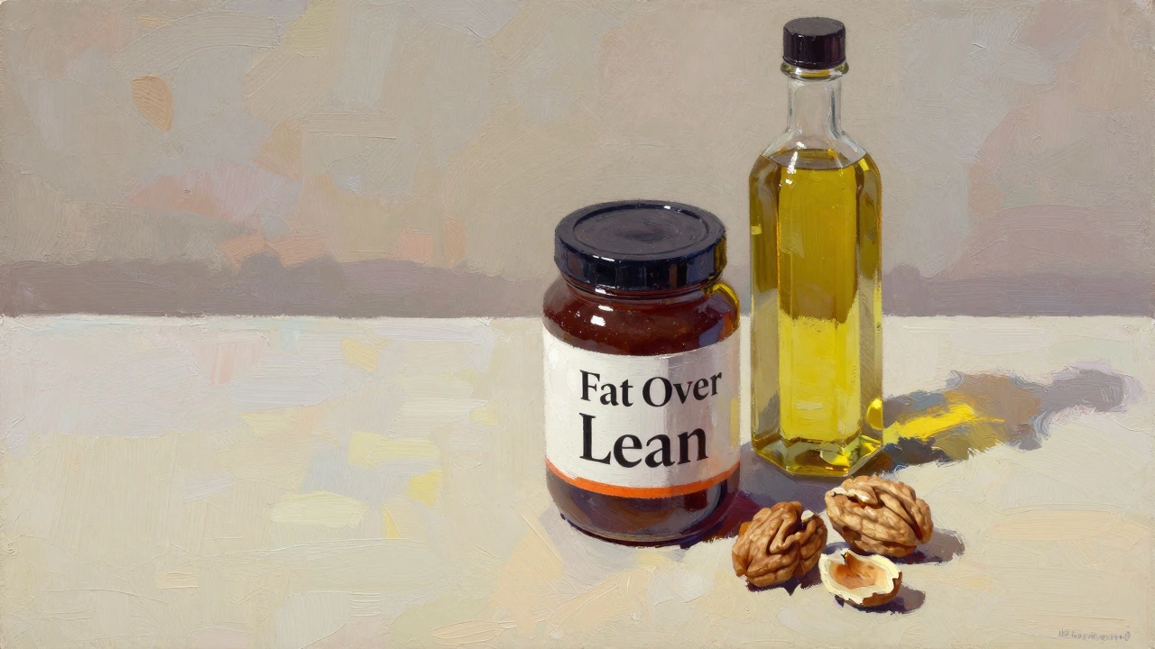 Canvas showing paint layers with alkyd resin and natural oil bottles