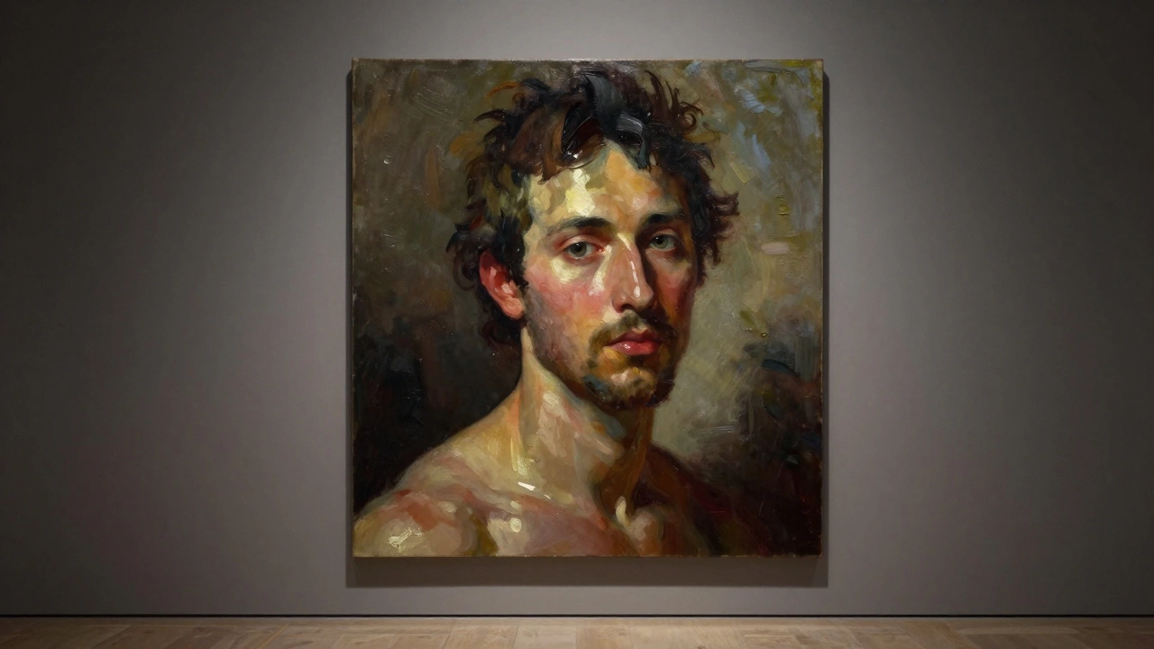 Finished professional portrait painting in a gallery