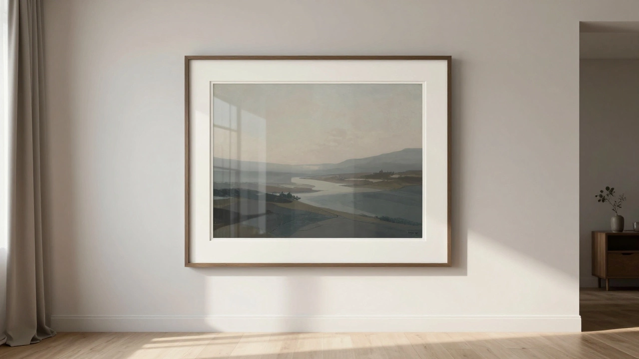 Framed art print hanging on a wall with UV protection