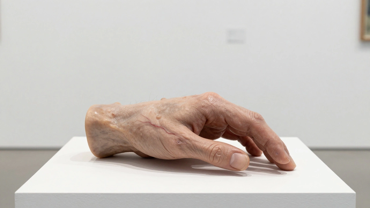 Hyperrealistic silicone sculpture of a human hand