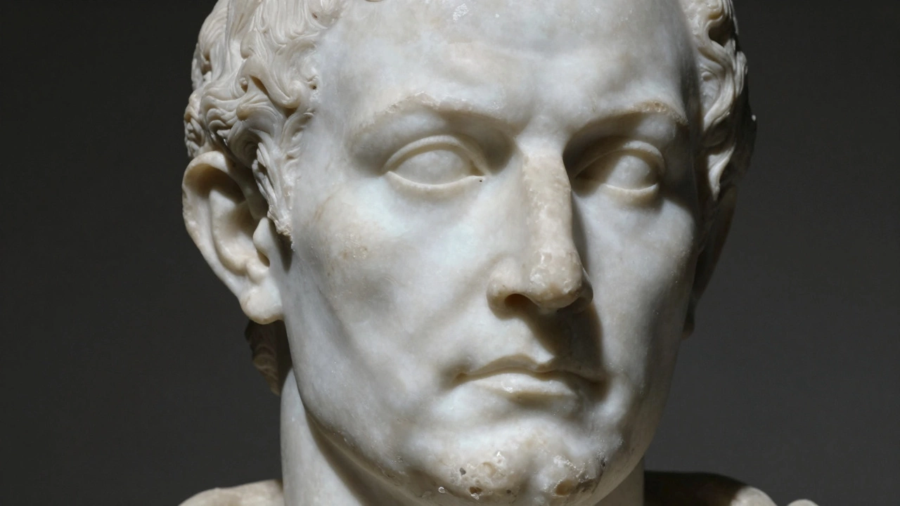 Roman marble bust with deep wrinkles representing verism