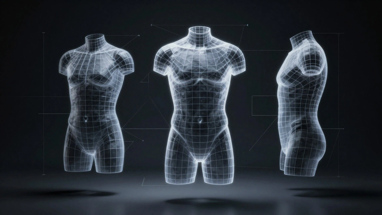 Translucent wireframe torso model illustrating 3D spatial awareness