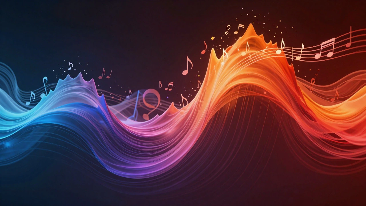 Abstract colorful wave representing musical volume levels