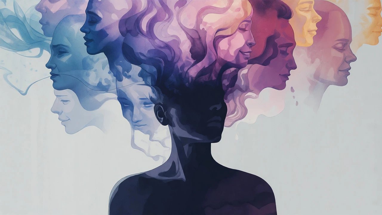 Abstract illustration showing emotions projecting from a faceless silhouette.