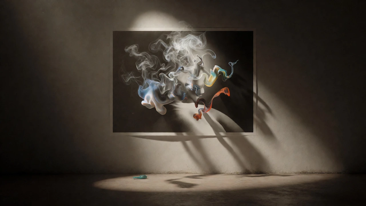 Surreal artwork showing abstract elements emerging from a black-and-white photograph.