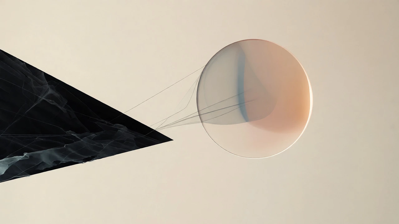 Abstract visual balance showing a heavy dark triangle vs a light pale circle.